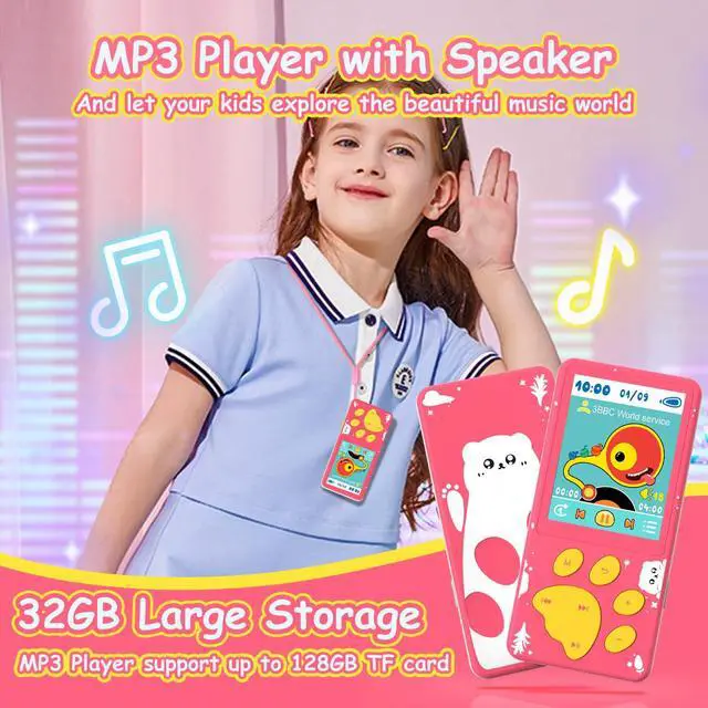 Alt view image 4 of 7 - 32GB Kids MP3 Player with Bluetooth,Speaker and 2.4" Color Screen | MP3 Player for Kids, Portable Music Player,MP3 Player with Speaker,Gift for Boys&Girls,Audiobook Player,Built-in Games