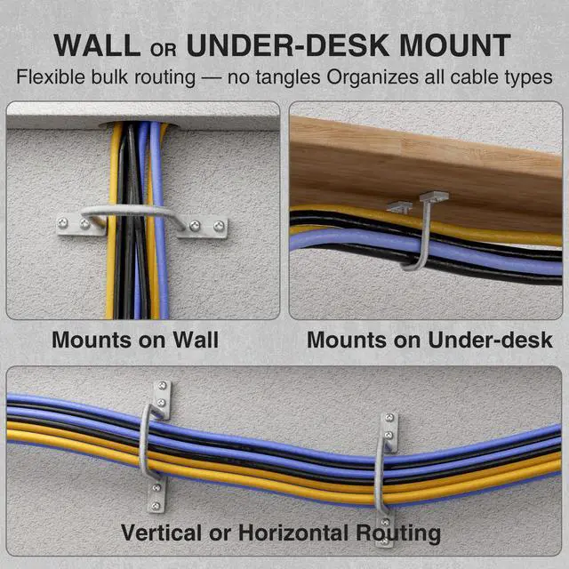 Alt view image 3 of 7 - 2" Aluminum Cable Management D Ring 30 Pack Cable Organizer Silver | Aluminum Alloy | Gloves included | Easy Screw-Mount | Tangle Free Solutions for Home & Office
