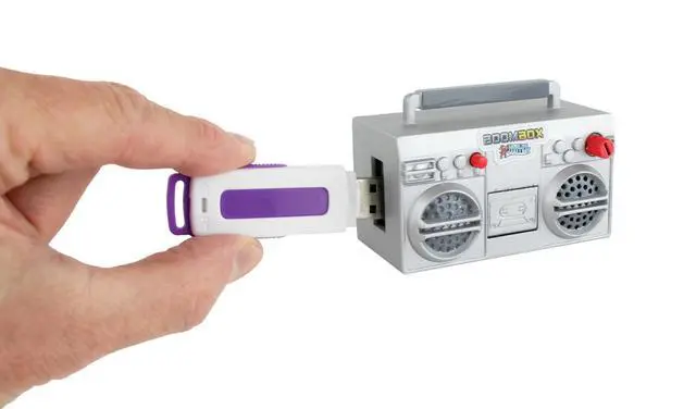 Alt view image 2 of 6 - Boombox, Retro 80s Fully Functional Miniature Boombox. Play Your Music with Included USB Stick!