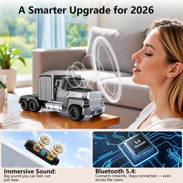 Alt view image 2 of 7 - Truck Bluetooth Speaker, Mini Truck Speaker with TWS Stereo | HD Stereo Sound,LED Lights,FM Radio, USB/TF Card Playback,Hands-Free Calls,Great Gift for Truck Lovers
