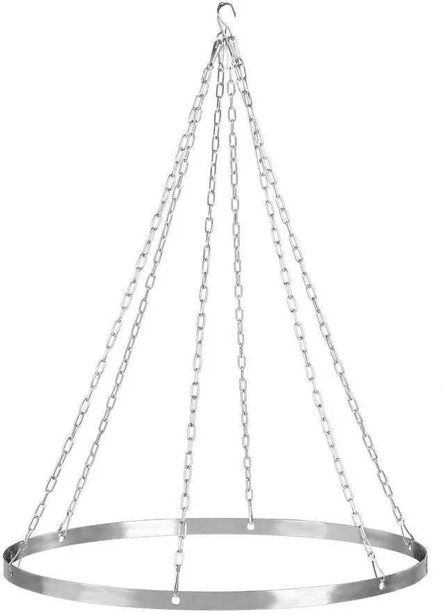 Main image of 24 Inches Silver Metallic Ceiling Drapes Hanging Kit for 6 Panels Wedding Drapes Decorations Canopy Hoop Metal Hardware Kit