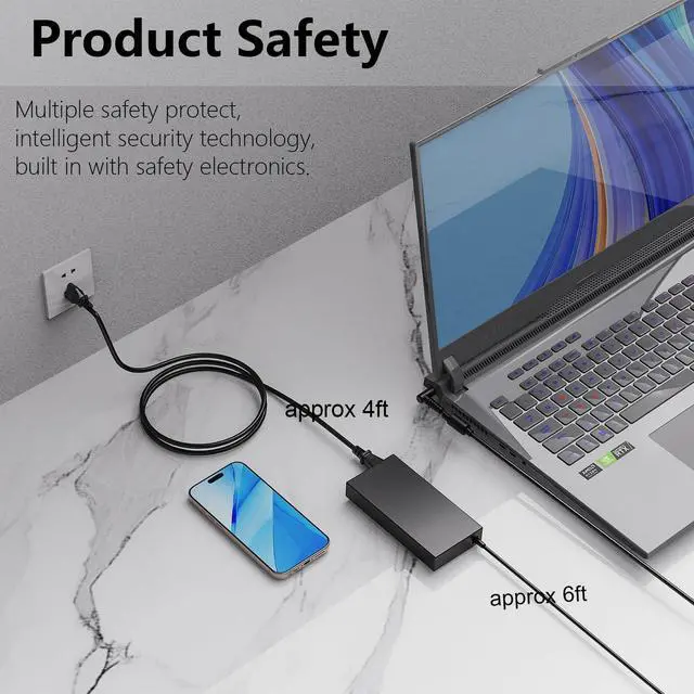 Alt view image 7 of 7 - 180W Gigabyte Charger for Original Gigabyte G5 kf5 md gd kd kf G6 k9 kf | (2023 2024) Aero 14 15 15X,Aorus 7 SA WA X3 P57W V6-CF2 Gaming Laptop Adapter Power Cord Supply