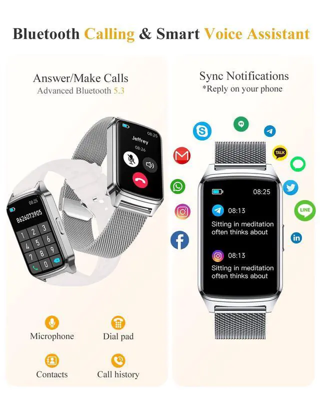 Alt view image 4 of 7 - Fitness Activity Tracker for Women Men with Step Counter, Calorie/Distance/Sleep Monitor, IP68 Waterproof for Android iPhone, Silicone Smart Watch Smartwatch with 110+ Sport Modes (Silver)