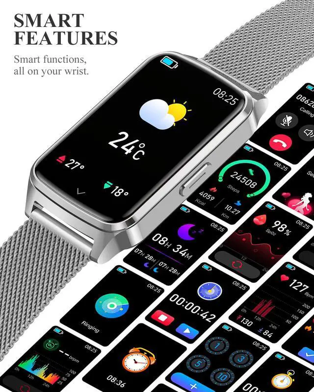 Alt view image 6 of 7 - Fitness Activity Tracker for Women Men with Step Counter, Calorie/Distance/Sleep Monitor, IP68 Waterproof for Android iPhone, Silicone Smart Watch Smartwatch with 110+ Sport Modes (Silver)