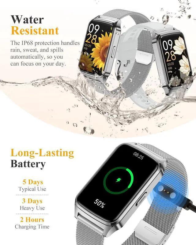 Alt view image 7 of 7 - Fitness Activity Tracker for Women Men with Step Counter, Calorie/Distance/Sleep Monitor, IP68 Waterproof for Android iPhone, Silicone Smart Watch Smartwatch with 110+ Sport Modes (Silver)
