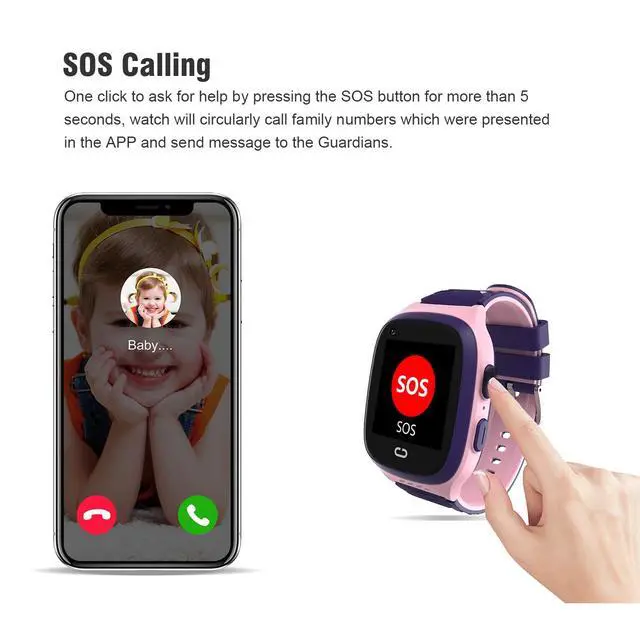 Alt view image 3 of 7 - 4G Kids Smart Watch GPS Tracker - Smartwatch with Two Way Call Video Calling 7 Puzzle Games Voice Chat SOS School Mode Pedometer Geo-Fence Touch Screen Alarm Clock Smartwatches for Boys Girls