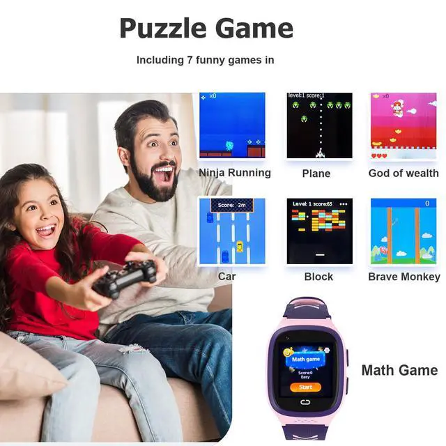 Alt view image 6 of 7 - 4G Kids Smart Watch GPS Tracker - Smartwatch with Two Way Call Video Calling 7 Puzzle Games Voice Chat SOS School Mode Pedometer Geo-Fence Touch Screen Alarm Clock Smartwatches for Boys Girls
