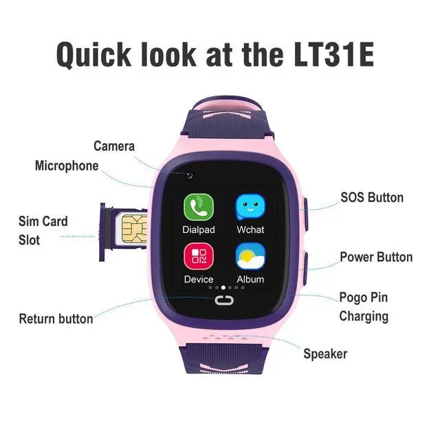 Alt view image 7 of 7 - 4G Kids Smart Watch GPS Tracker - Smartwatch with Two Way Call Video Calling 7 Puzzle Games Voice Chat SOS School Mode Pedometer Geo-Fence Touch Screen Alarm Clock Smartwatches for Boys Girls