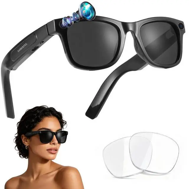 Main image of Your First Smart Glasses Beater Glasses, 8MP HD Video Recording for Women | Object Recognition & Real-Time Translation, Camera Sunglasses for Outdoor Activities Travel Hiking, Black