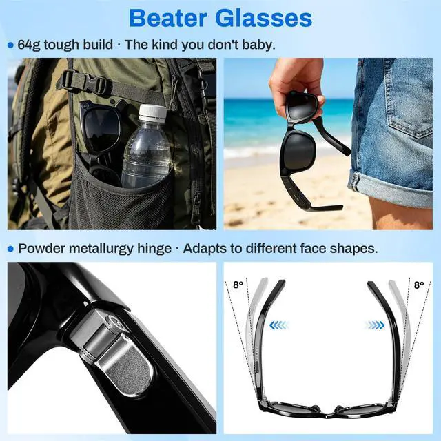Alt view image 3 of 7 - Your First Smart Glasses Beater Glasses, 8MP HD Video Recording for Women | Object Recognition & Real-Time Translation, Camera Sunglasses for Outdoor Activities Travel Hiking, Black