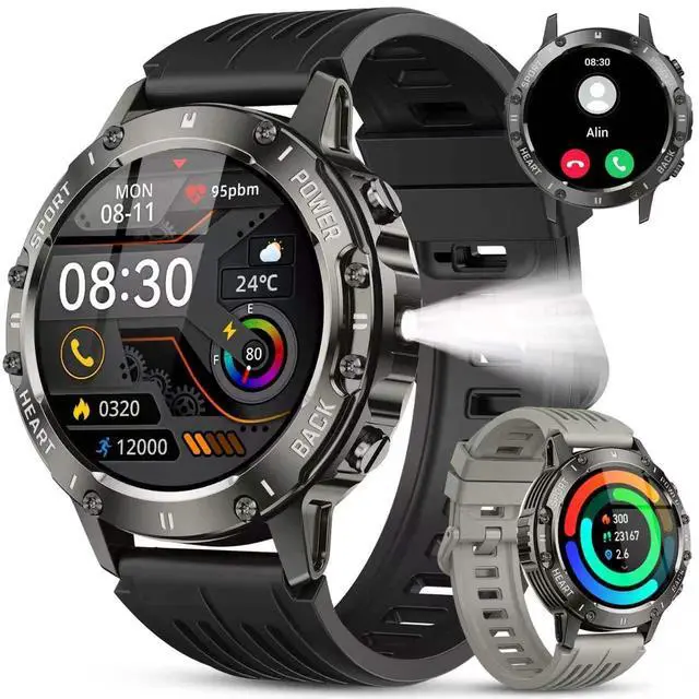 Main image of Smart Watch for Men Fitness Tracker: Waterproof Make Answer Call Running Digital Mens Watches Military Smartwatch Android Phone iPhone Samsung Compatible SpO2 Sleep Heart Rate Monitor Step Pedometer