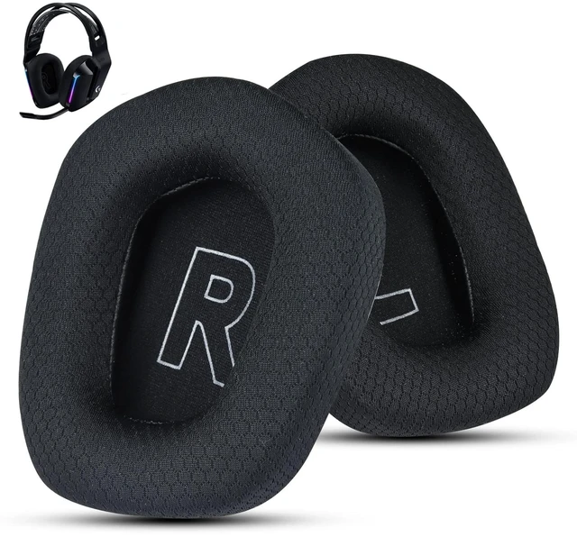 Main image of Fabric Replacement Ear Pads for Logitech G733 Gaming Headset, Also Fit Logitech G335 Wireless Headphone, EarPads Accessories with Soft Mesh Fabric & Isolation Foam (Black)