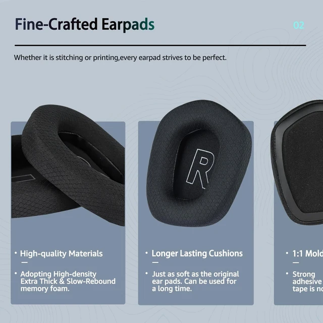 Alt view image 3 of 7 - Fabric Replacement Ear Pads for Logitech G733 Gaming Headset, Also Fit Logitech G335 Wireless Headphone, EarPads Accessories with Soft Mesh Fabric & Isolation Foam (Black)