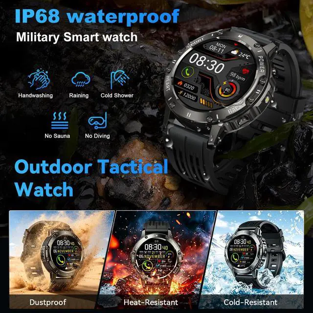 Alt view image 5 of 7 - Smart Watch for Men Fitness Tracker: Waterproof Make Answer Call Running Digital Mens Watches Military Smartwatch Android Phone iPhone Samsung Compatible SpO2 Sleep Heart Rate Monitor Step Pedometer