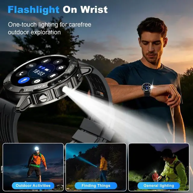 Alt view image 7 of 7 - Smart Watch for Men Fitness Tracker: Waterproof Make Answer Call Running Digital Mens Watches Military Smartwatch Android Phone iPhone Samsung Compatible SpO2 Sleep Heart Rate Monitor Step Pedometer