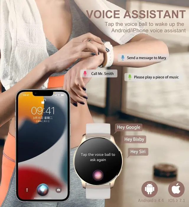 Alt view image 4 of 7 - Smart Watch for Women (Answer/Make Call), Fitness Tracker for Android and iOS Phones Waterproof Smartwatch with 1.32" HD Full Touch Screen AI Voice Control Heart Rate Sleep Monitor Pedometer