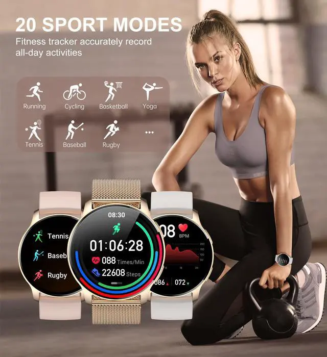 Alt view image 5 of 7 - Smart Watch for Women (Answer/Make Call), Fitness Tracker for Android and iOS Phones Waterproof Smartwatch with 1.32" HD Full Touch Screen AI Voice Control Heart Rate Sleep Monitor Pedometer