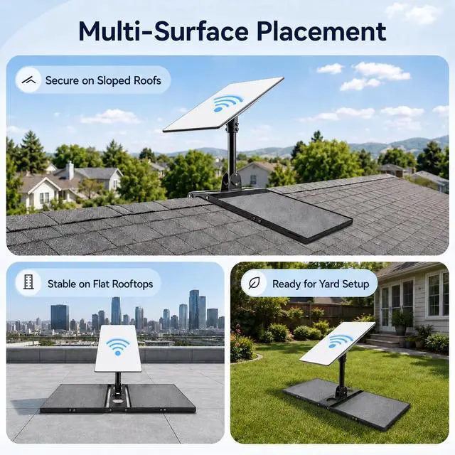 Alt view image 5 of 7 - Starlink Roof Mount for Standard 4/4X/Gen 3 Roof Ridge Mounting Kit | No Drilling Required, 360° Adjustable Angle, Heavy Duty V3 Dish Ridgeline Mount, Include Metal Pipe Adapter, Quick Setup
