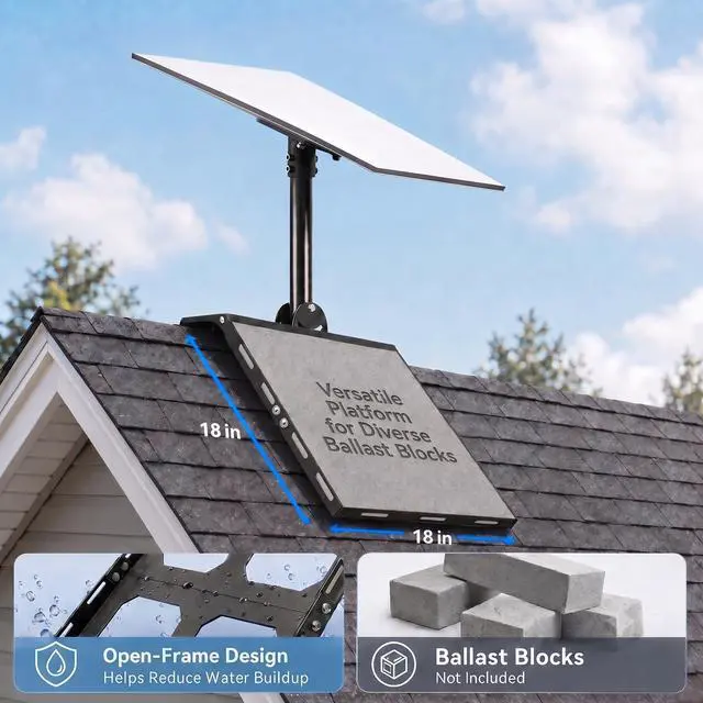Alt view image 6 of 7 - Starlink Roof Mount for Standard 4/4X/Gen 3 Roof Ridge Mounting Kit | No Drilling Required, 360° Adjustable Angle, Heavy Duty V3 Dish Ridgeline Mount, Include Metal Pipe Adapter, Quick Setup