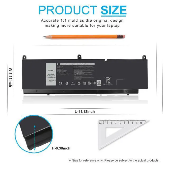 Alt view image 4 of 6 - 95Wh Type PKWVM 11.4V Laptop Battery Replacement for Dell Precision 7550 7560 7750 7760 P93F P93F001 P93F002 P44E P44E001 P44E002 453-BBCQ C903V CR72X 17C06 0CR72X 0447VR 068N03