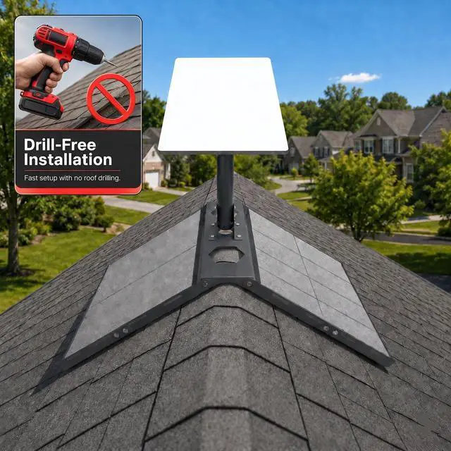 Alt view image 4 of 7 - Starlink Roof Mount for Standard 4/4X/Gen 3 Roof Ridge Mounting Kit | No Drilling Required, 360° Adjustable Angle, Heavy Duty V3 Dish Ridgeline Mount, Include Metal Pipe Adapter, Quick Setup