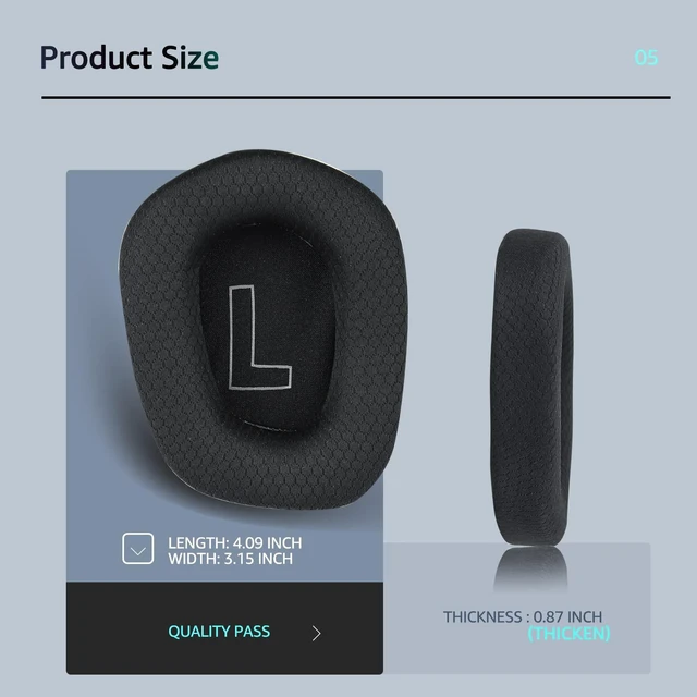 Alt view image 6 of 7 - Fabric Replacement Ear Pads for Logitech G733 Gaming Headset, Also Fit Logitech G335 Wireless Headphone, EarPads Accessories with Soft Mesh Fabric & Isolation Foam (Black)