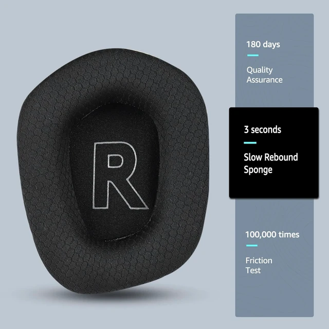 Alt view image 7 of 7 - Fabric Replacement Ear Pads for Logitech G733 Gaming Headset, Also Fit Logitech G335 Wireless Headphone, EarPads Accessories with Soft Mesh Fabric & Isolation Foam (Black)