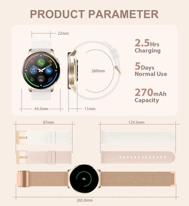 Alt view image 7 of 7 - Smart Watch for Women (Answer/Make Call), Fitness Tracker for Android and iOS Phones Waterproof Smartwatch with 1.32" HD Full Touch Screen AI Voice Control Heart Rate Sleep Monitor Pedometer