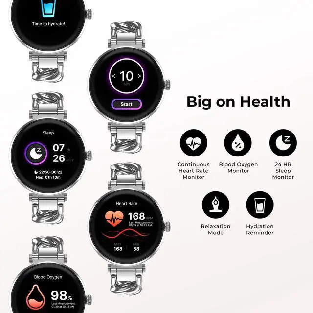 Alt view image 7 of 7 - Bloom Smart Watch for Women, 1.32 AMOLED Display Fitness Tracker with Bluetooth Calling, Heart Rate & Sleep Tracking, 60+ Sports Modes, IP68 Waterproof Smartwatch for Android & iPhone