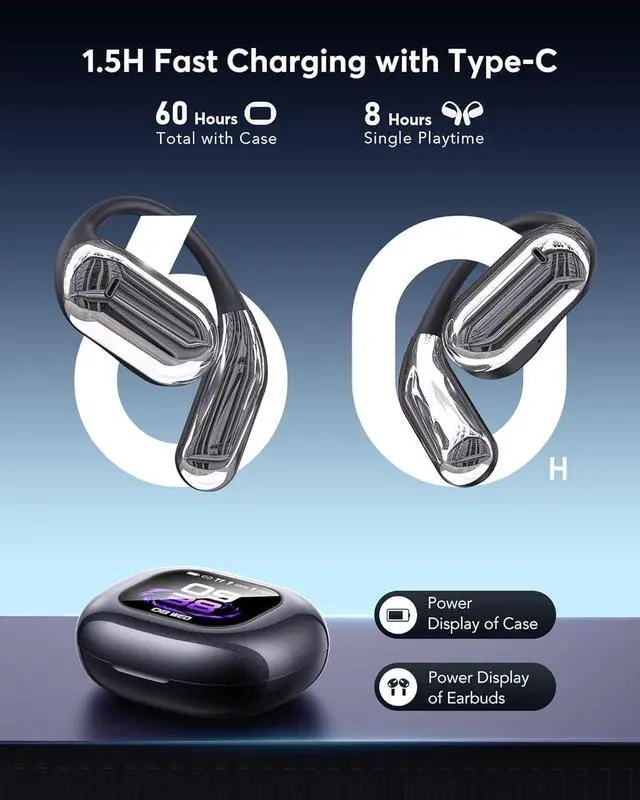 Alt view image 3 of 7 - AI Language Translation Earbuds, OWS LCD Touchscreen Real-Time Translator for 144 Languages & Accents Includes Free Subscription Translation Device Earphones for Travel Business Learning, Black 1