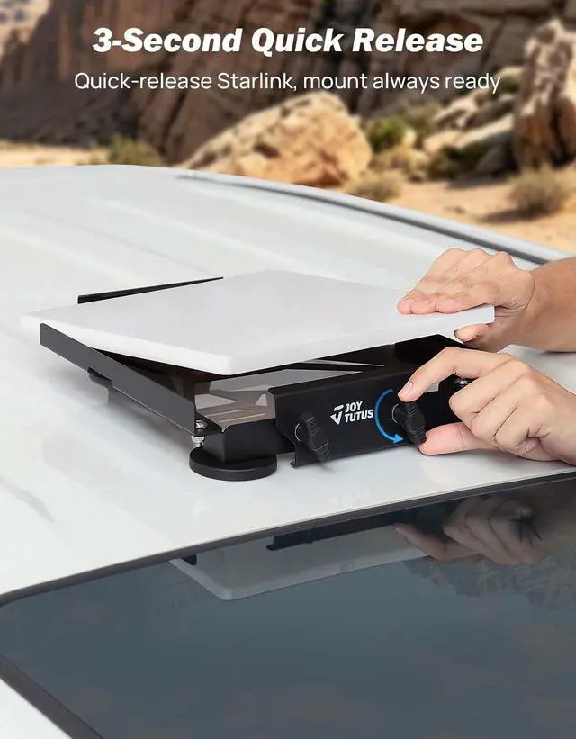 Alt view image 4 of 7 - Magnetic Car Mount for Starlink Mini 200lbs Heavy Duty, Quick Release for RVs, UTVs,SUV, Boat,Truck with Straps Black