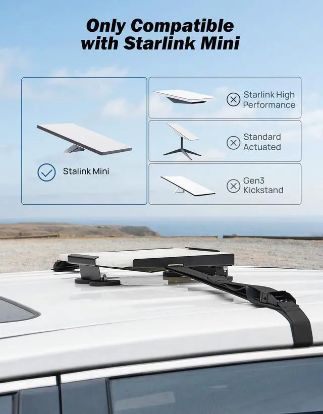 Alt view image 6 of 7 - Magnetic Car Mount for Starlink Mini 200lbs Heavy Duty, Quick Release for RVs, UTVs,SUV, Boat,Truck with Straps Black