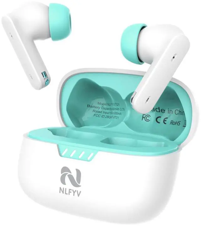 Main image of Wireless Bluetooth 6.0 Headphones with Active Noise Cancelling (ANC), 6-Mic ENC Clear Calls, 35 Hours Playtime, HiFi Stereo, in-Ear Headphones, for Home Office Travel Outdoor Sports - White