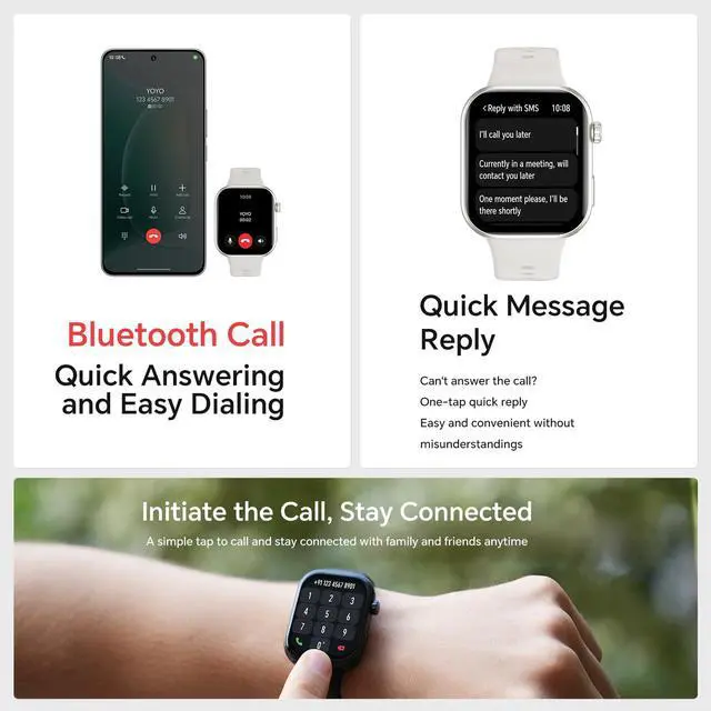 Alt view image 4 of 7 - Choice Watch 2i, 1.85 inch AMOLED, Bluetooth Calling Smart Watch, 14 Days Battery Life, Compatible with Android and iOS, Heart Rate Monitor Smartwatch, IP68, Black