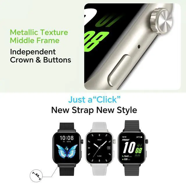 Alt view image 7 of 7 - Choice Watch 2i, 1.85 inch AMOLED, Bluetooth Calling Smart Watch, 14 Days Battery Life, Compatible with Android and iOS, Heart Rate Monitor Smartwatch, IP68, Black