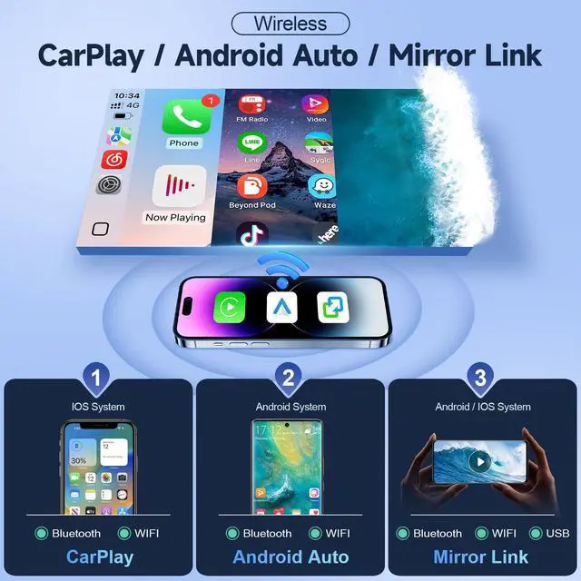 Alt view image 3 of 7 - Car Radio Stereo for Toyota Corolla 2003 2004 2005 2006 2007 2008 Upgrade with Wireless Carplay Android Auto, 9'' Touchscreen with Bluetooth GPS Navigation WiFi SWC Backup Camera Mic Pantalla