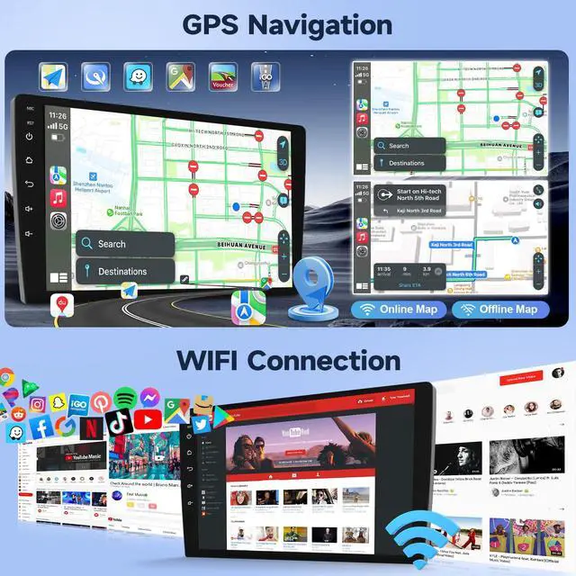 Alt view image 4 of 7 - Car Radio Stereo for Toyota Corolla 2003 2004 2005 2006 2007 2008 Upgrade with Wireless Carplay Android Auto, 9'' Touchscreen with Bluetooth GPS Navigation WiFi SWC Backup Camera Mic Pantalla