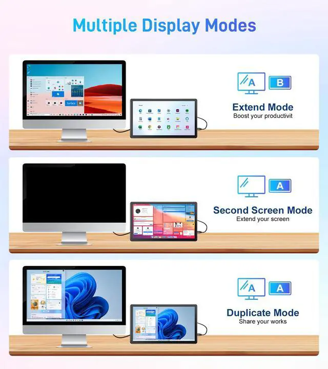 Alt view image 7 of 7 - 11" 2.5K Touchscreen Portable Monitor, 2560x1600 IPS Display 16:10,USB-C & Mini HDMI, VESA Stand Compatible with Laptops, Desktops, Phones, PS, Mac, Xbox, Switch, and Other Gaming