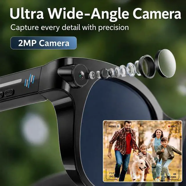 Alt view image 2 of 7 - Smart Glasses with Camera, Bluetooth AI Sunglasses for Travel
