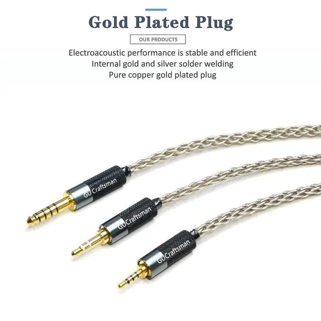Alt view image 4 of 7 - 3.5mm Stereo Male to 4.4mm Balanced Female Portable Headphone Adapter Cable 6N Single Crystal Silver Headphone Jack Convert Cable for Audio Players with 3.5mm Ports