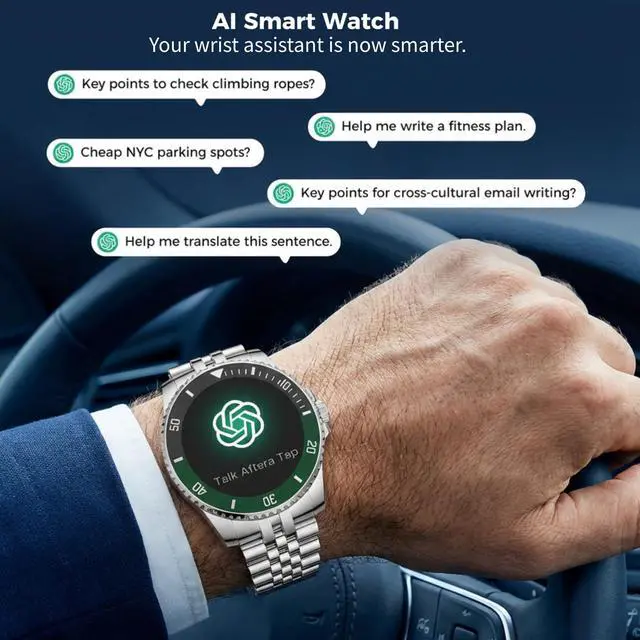 Alt view image 4 of 7 - Men's Luxury Smart Watch with Stainless Steel Band, 1.19" HD AMOLED Always-On Display, Bluetooth Calls & AI Voice Assistant, 24/7 Health & Sleep Tracker, IP67 Waterproof Business Timepiece
