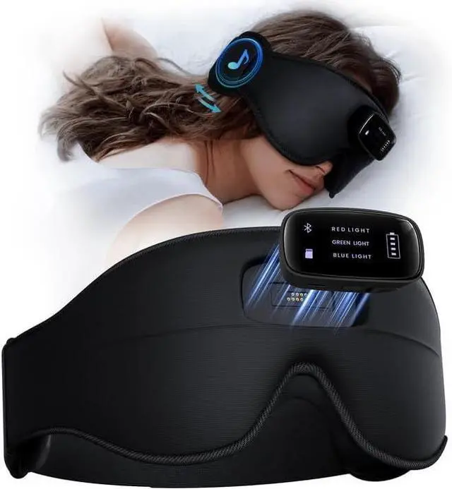 Main image of Sleep Mask with Headphones Bluetooth 5.4-3D Zero-Pressure Design Adjustable Sleep Headphones 100% Light Blocking Sleep Headphones with White Noise Sounds ComfortableRaven