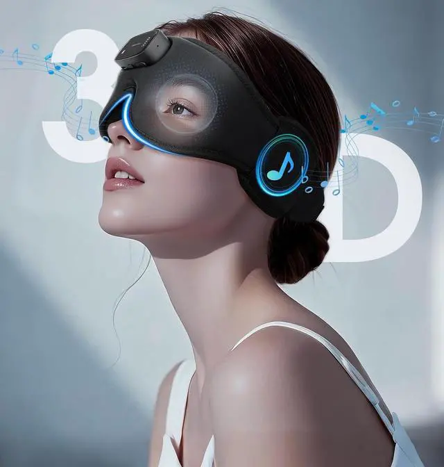 Alt view image 5 of 7 - Sleep Mask with Headphones Bluetooth 5.4-3D Zero-Pressure Design Adjustable Sleep Headphones 100% Light Blocking Sleep Headphones with White Noise Sounds ComfortableRaven
