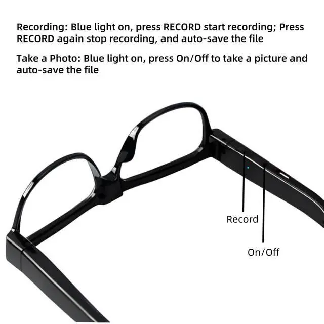 Alt view image 7 of 7 - 1080P Camera Glasses with 32GB Storage, No Bluetooth, No App, No AI | HD Video Recording Glasses for Outdoor Sports, Cycling, and Travel