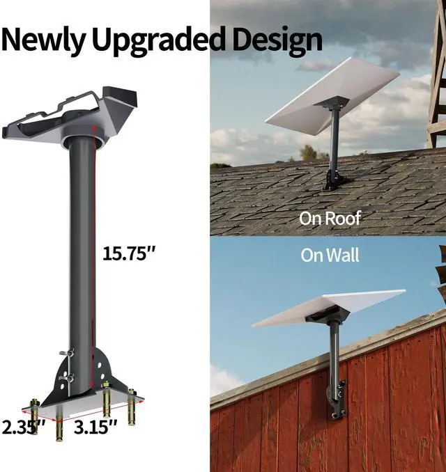 Alt view image 2 of 7 - Starlink Standard 4 Roof Mount, Gen 3 Pivot Mount Aluminum 16" Pole | Adjustable Starlink Standard 4 Mount with Aluminum Pipe Adapter for V4 Standard 4/4X/Gen3 Dish