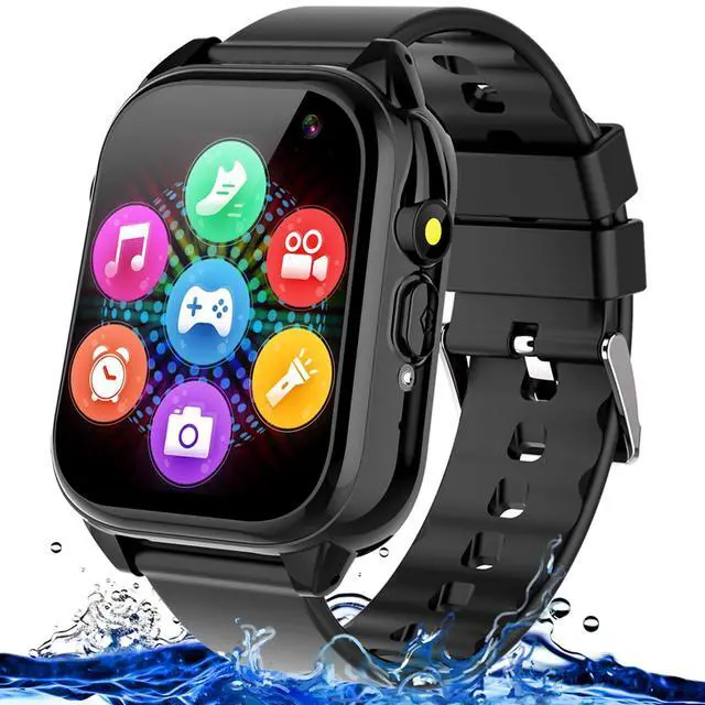 Main image of Waterproof Smart Watch for Kids 3-12 Years Old Boys Toys with 26 Games, Video Camera, Pedometer, Music Player, Alarm Clock, Flashlight, HD Touchscreen Toddler Watches Girls Birthdays Gifts (Black)
