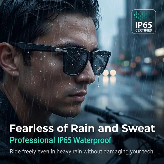 Alt view image 4 of 7 - Smart Glasses for Men, IP65 Waterproof Al Translator Glasses with Lightweight Open, Real-Time Translation, Recording Glasses for Travel, Sports, Outdoor and Hands-Free Daily Use