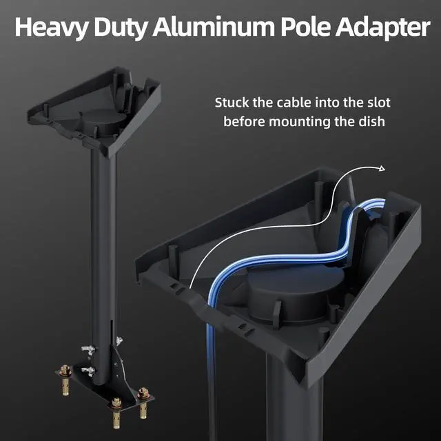 Alt view image 5 of 7 - Starlink Standard 4 Roof Mount, Gen 3 Pivot Mount Aluminum 16" Pole | Adjustable Starlink Standard 4 Mount with Aluminum Pipe Adapter for V4 Standard 4/4X/Gen3 Dish