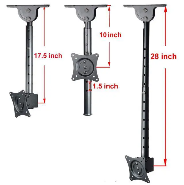 Alt view image 7 of 7 - ML405B2 LCD LED UHD Monitor TV Ceiling Mount for Most 19 22 23 24 26 27 28 29 32 39 42 Flat Panel Display with VESA100x100, 75x75, Fit Flat and vaulted Ceiling M0B