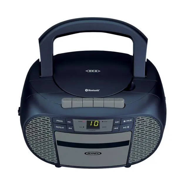 Alt view image 3 of 5 - CD-550BT-BL Portable Stereo Bluetooth CD Cassette Recorder with AM/FM Radio Compact Bluetooth-Enabled Radio Player with Handle Blue